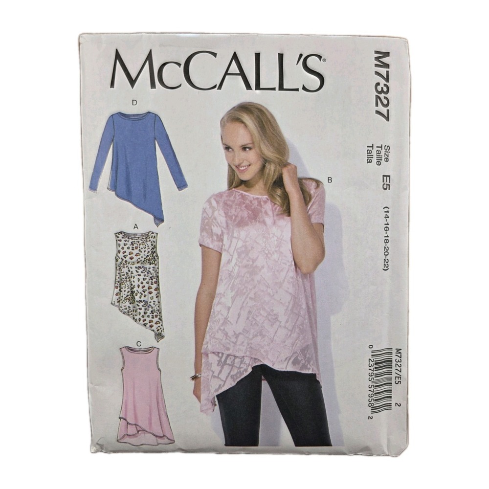 McCALL'S M7327 Misses' Tops Size 14-22 Modern Asymmetrical Hem (218)